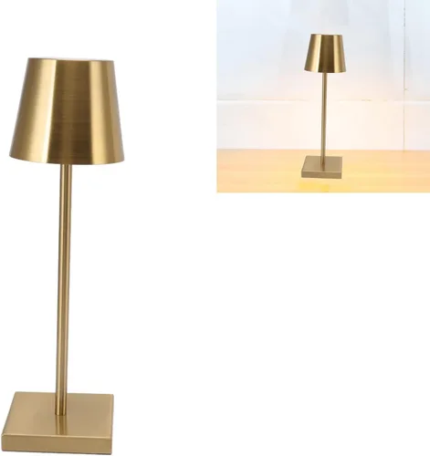 Vista 5 de Haofy Lámpara de mesa LED inalámbrica, lámpara de escritorio táctil, moderna, simple, recargable, de alto brillo, regulable, interruptor táctil, luz