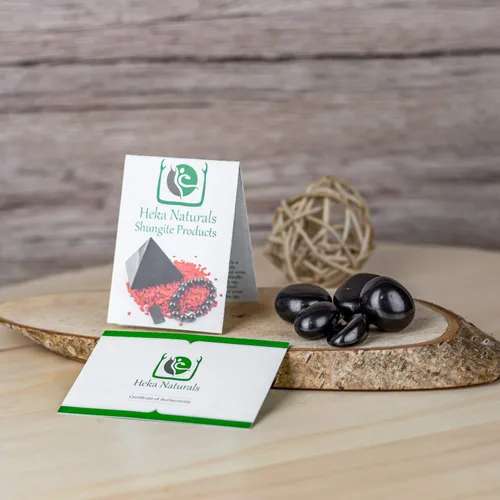 Vista 4 de Heka Naturals Shungite Tumbled Stones 1.76 oz – Purificación de agua, desintoxicación, mineralización, cristales curativos, decoración de Feng