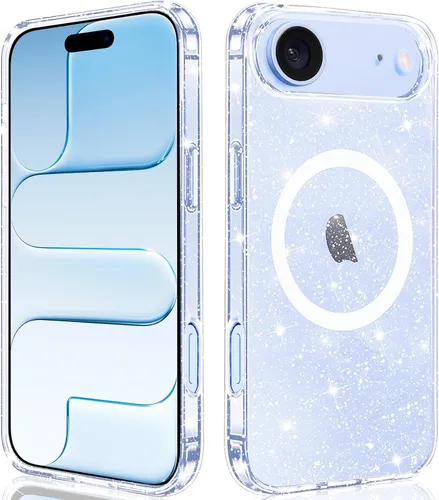 Vista 12 de Diseñada para iPhone Air, funda magnética con purpurina, compatible con carga inalámbrica, parte trasera brillante antiarañazos, a prueba de golpes