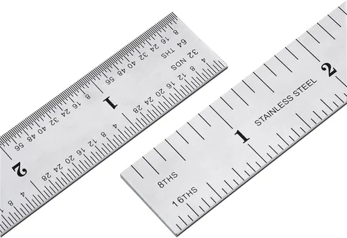 Vista 5 de eBoot Paquete de 2 reglas de acero inoxidable para ingeniero, regla métrica con marcas de 1/8, 1/16, 1/32, 1/64 pulgadas para ingeniería, escuela
