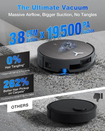 Vista 5 de ECOVACS DEEBOT X11 OmniCyclone Robot Aspiradora y Trapeadora, Carga PowerBoost, Trapeador de Autolavado Instantáneo OZMO Roller 2.0, Succión Potente