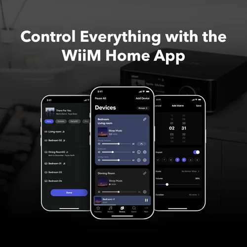Vista 6 de WiiM Amp Ultra con control remoto por voz 2 Amplificador de transmisión de 100W con DAC ESS ES9039Q2M premium y amplificadores TI TPA3255 duales