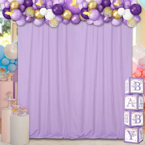 Vista 13 de Cortina de fondo negra: 2 paneles de 5 pies x 10 pies - Cortina de fondo de fotos de poliéster para escenario de boda, fiesta de cumpleaños