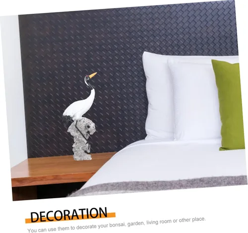 Vista 3 de Holibanna Prácticos adornos de grúa blanca para decoración de bonsái para el hogar, decoración de jardín