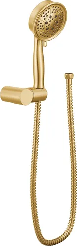 Vista 2 de Moen 3636EPBG Acc-Core - Ducha de mano de cuatro funciones de rendimiento ecológico con soporte de pared y manguera de 69 pulgadas, oro cepillado