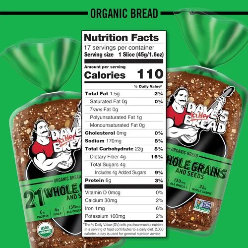 Vista 2 de Dave's Killer Bread 21 granos enteros y semillas, pan orgánico de grano entero, pan de 27 onzas