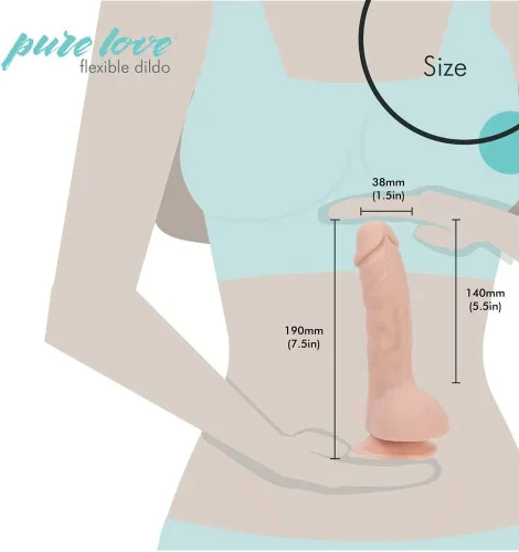 Vista 5 de Pure Love - Vibrador de silicona con ventosa, 7.5 in, color beige, juguete sexual para adultos