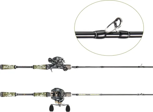 Vista 7 de Sougayilang Baitcaster Combo for Freshwater and Inshore, 2 Piece 30Ton+24Ton Graphite Fishing Rod with SuperPolymer Handle, 7.0:1 Gear Ratio