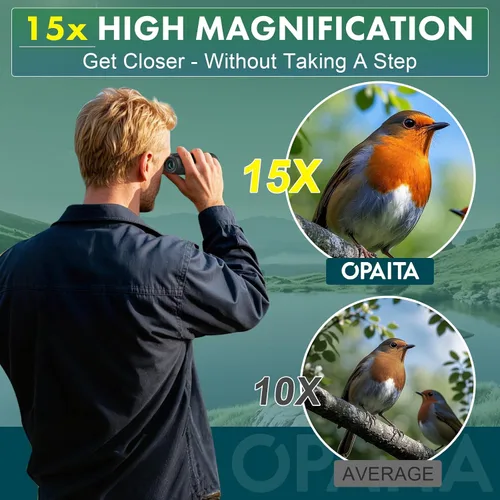Vista 2 de HD - Binoculares de alta potencia de 15 x 52 pulgadas para adultos, binoculares profesionales de observación de aves con prisma BAK4 y lente FMC