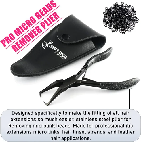Vista 6 de Alicates para Extensiones de Cabello Compactos con Microperlas y Cinta en Removedor de Extensiones de Cabello de 5.5 Pulgadas, Alicates de Acero
