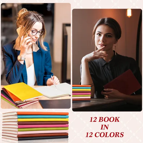 Vista 4 de TaoBary 12 diarios de piel sintética A5 a granel, coloridos diarios forrados con árboles, cuaderno de piel sintética suave, cuaderno de escritura a