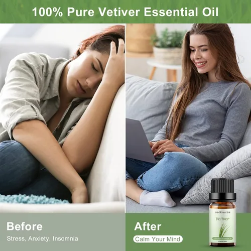 Vista 4 de Sedbuwza Paquete de aceite de vetiver con juego de aceites esenciales de coco, 100% aceite aromático orgánico puro para difusor, humidificador