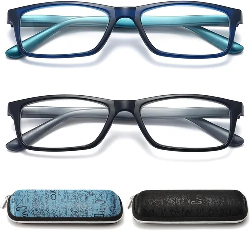 Vista 11 de Lentes de lectura con bloqueo de luz azul para hombres y mujeres, marco rectangular, lectores de computadora con bisagra de resorte
