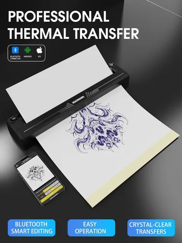 Vista 5 de Dragonhawk Kit de máquina de tatuaje inalámbrico A3 Pro con impresora