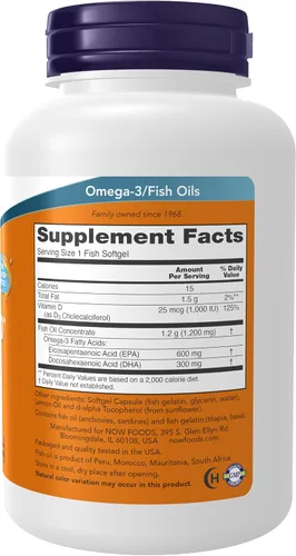 Vista 2 de Suplementos NOW Ultra Omega 3-D™, aceite de pescado omega-3 + vitamina D-3, apoyo cardiovascular*, 90 cápsulas blandas