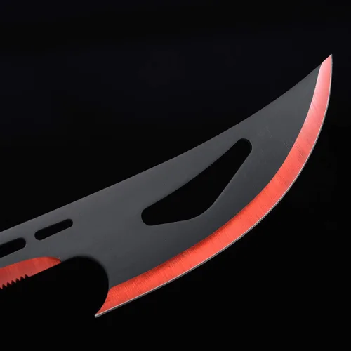 Vista 5 de Espada Ninja de acero inoxidable con vaina, cuchillo táctico de artes marciales para exteriores Rojo