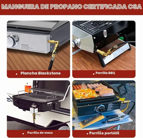 Vista 7 de Manguera de propano de conexión rápida RV de 12 pies para RV a parrilla, manguera de propano de conexión rápida LP con adaptador de codo