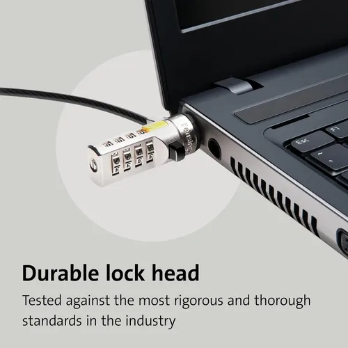 Vista 6 de Kensington Cable de Combinación con Barra en T Ranura de Bloqueo Estándar para Laptops, Contraseña Restablecible de 4 Dígitos con Cable de 6 Pies