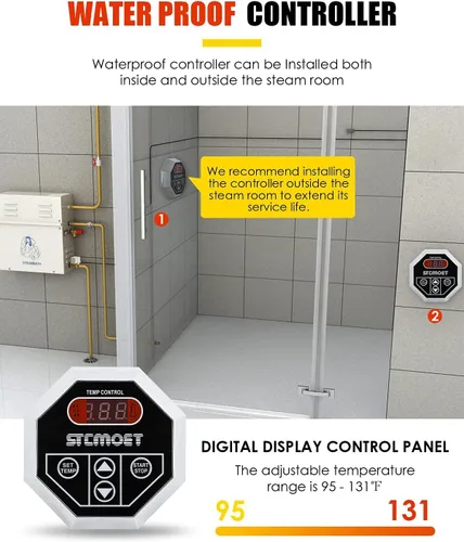 Vista 3 de CGOLDENWALL Generador de vapor de 4.5kw Generador de baño de vapor de baño de sauna para baño de baño de vapor para el ³ adecuado de la calefacción