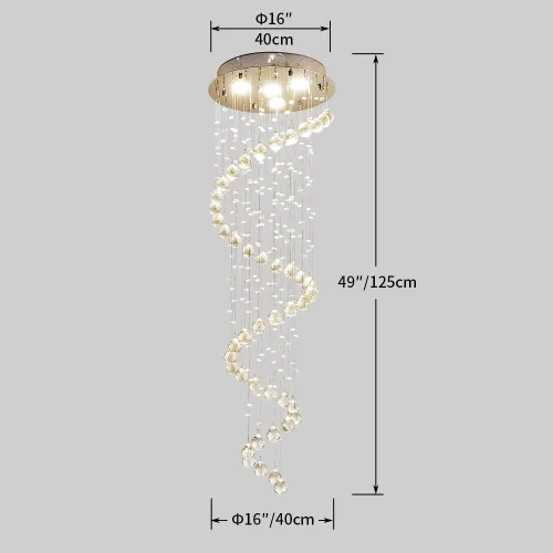 Vista 2 de AGV LIGHTING Candelabro moderno de cristal, colgante de 4 luces, 50 x 16 pulgadas de alto, blanco, interior, dormitorio, comedor, sala de estar D16