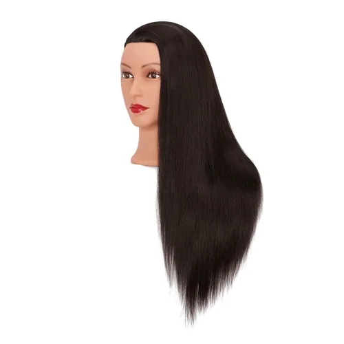 Vista 2 de Headfix Maniquí de pelo largo de 26 a 28 pulgadas de fibra sintética para peluquería práctica de peluquería de entrenamiento de cosmetología