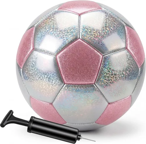 Vista 12 de Balón de fútbol dorado con purpurina con bomba y aguja, kit de pelota de fútbol para regreso a la escuela, regalos de cumpleaños, pelota