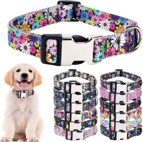 Vista 21 de Collares para perros pequeños, con patrón de impresión 3D, de nailon suave, ajustables, para perros pequeños, medianos, grandes, hembra, niño 1