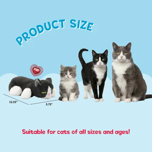Vista 8 de Snuggle Kitty - Juguete para gatos con pulso y calor de sensación real, ayuda calmante para dormir para la ansiedad de los gatos, nuevos artículos