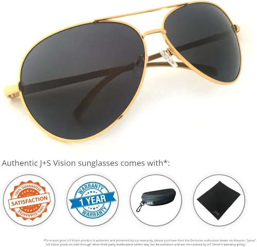 Vista 3 de JS Premium Ultra Sleek Military Style Sports Aviator Sunglasses Polarized 100 UV Protection Large Frame
