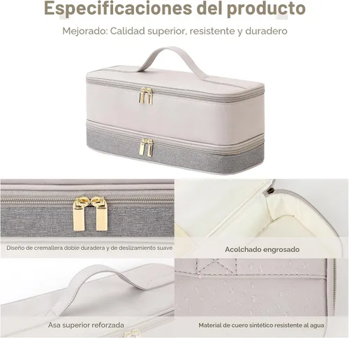 Vista 4 de BAGCRAZY - Funda de viaje para Shark FlexStyle y Dyson Airwrap, gris y beige Gris y Beige 2