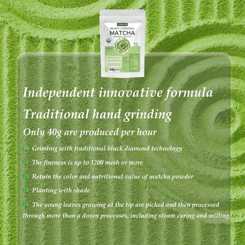 Vista 6 de Polvo de té verde matcha orgánico de una sola cuenta, polvo de matcha ceremonial orgánico en un solo paquete – bolsas individuales de matcha (15)
