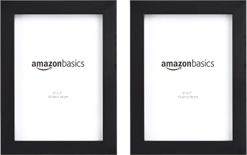 Vista 2 de Amazon Basics Marco rectangular para fotos, 5 x 7 pulgadas, paquete de 2, color negro