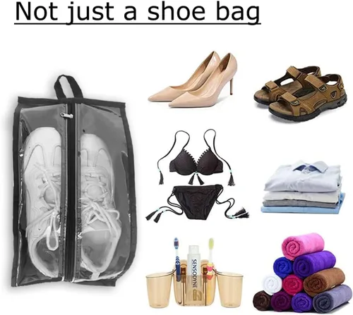 Vista 6 de Bolsas para zapatos de viaje, paquete de 6 bolsas grandes multicolor para zapatos para hombres y mujeres, bolsa organizadora de zapatos portátil