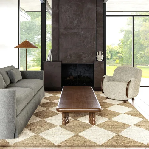 Vista 9 de Rugs USA Livy Hecho a mano, carbón/marfil, 5 x 8 pies, yute, a cuadros de diamante, yute, suave y texturizado, alto tráfico, resistente a
