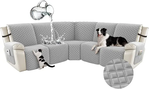 Vista 65 de Arfntevss Fundas para sofá seccional reclinable para sofá seccional en forma de L, funda antideslizante lavable para sofá reclinable con forma de L