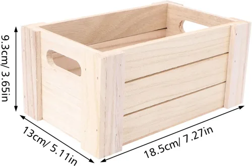 Vista 2 de 1 cesta de almacenamiento de escritorio de madera, caja de almacenamiento, maceta de madera de granja, caja de frutas de madera, exhibición de cajas