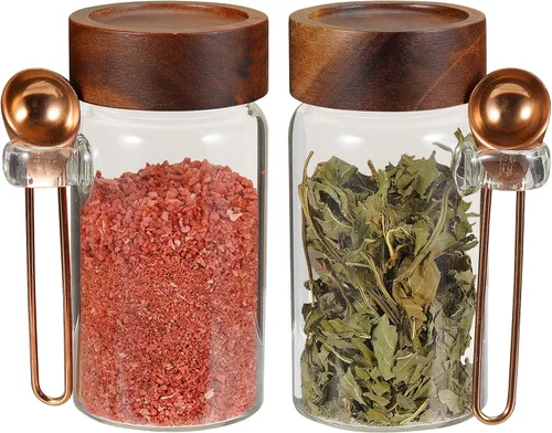 Vista 10 de Tarro de vidrio de 40 onzas con tapa de rosca de madera, recipiente hermético de 40.6 fl oz, recipiente de azúcar transparente para almacenamiento
