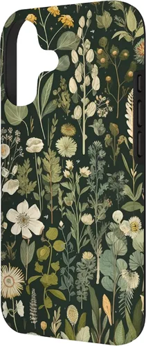 Vista 2 de Olive Green Boho Botanical Wildflowers Funda para iPhone 17