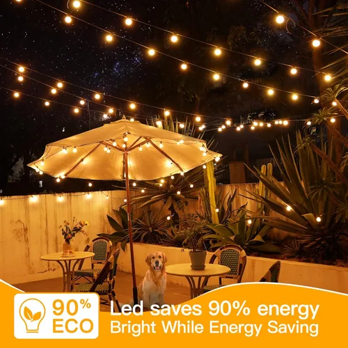 Vista 7 de Ollny Cadena de luces para exteriores de 25 pies, impermeable, conectable, inastillable, con 13 Edison + 1 bombilla LED de repuesto enchufable
