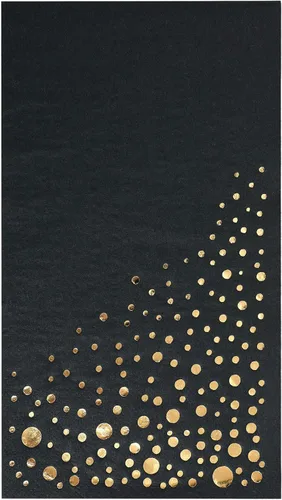 Vista 5 de The Essential Concierge Elegantes servilletas de cena negras, desechables de 7.5 x 4.25 pulgadas, servilletas de cena negras y doradas, 100 Dorado