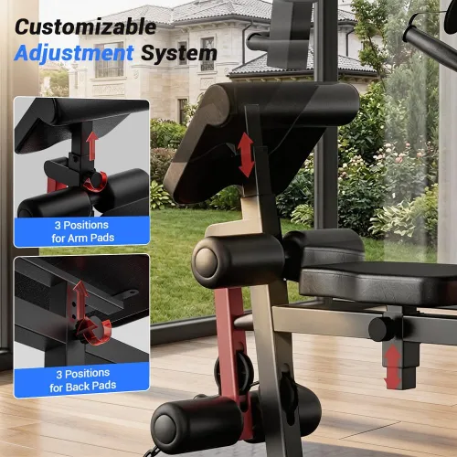 Vista 5 de Sistema de gimnasio en casa con pila de peso de 160 libras, estación de entrenamiento multifuncional todo en uno, sistema de entrenamiento de fuerza