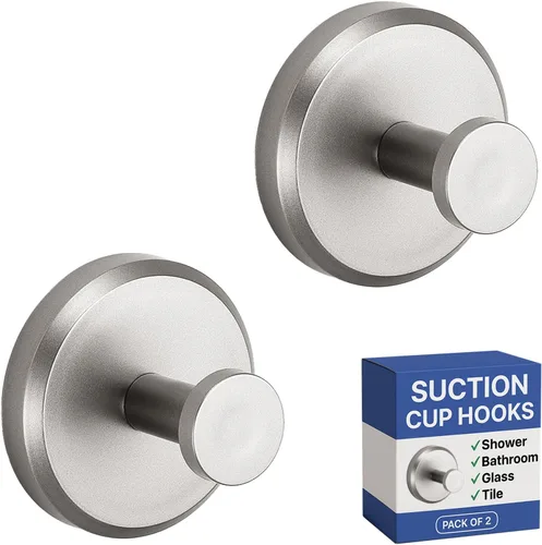 Vista 13 de HOME SO Ganchos con ventosa para toallas de ducha y baño, paquete de 2 – Ganchos de ventosa para colgar toallas, batas y abrigos – azulejos, puerta