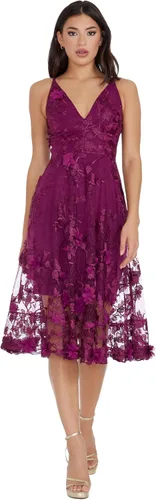 Vista 12 de Dress the Population Vestido midi para mujer Audrey, con escote profundo Begonia