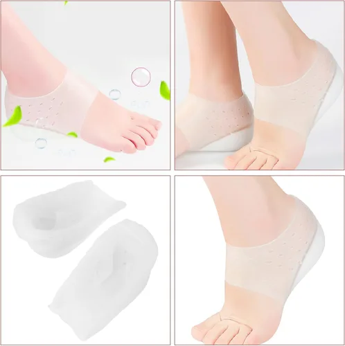 Vista 9 de EXCEART Plantillas de aumento de altura de silicona para mujeres y hombres, almohadillas invisibles de gel suave para levantamiento de talón