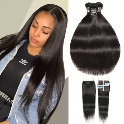 Vista 14 de Extensiones de cabello, liso, malasio, calidad 9A