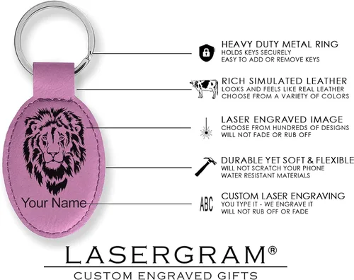Vista 5 de LaserGram Llavero ovalado, diente, grabado personalizado incluido (rosa)