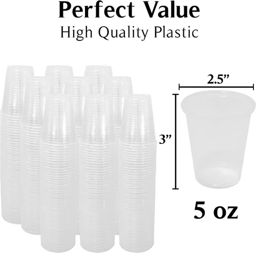 Vista 3 de Upper Midland Products Vasos de 5 onzas desechables de plástico a granel 2500, estas pequeñas tazas translúcidas desechables son extra resistentes