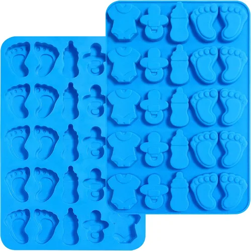 Vista 11 de Sidosir 3 moldes de silicona de chocolate para baby shower, antiadherentes para bebé, moldes de huellas para chocolate, chupete de botella