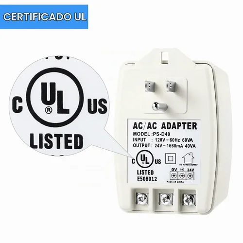 Vista 4 de Transformador enchufable de 24 V 40 VA, con certificación UL