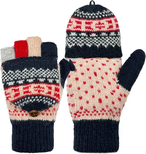 Vista 35 de Beurlike Guantes de invierno para mujer, de lana cálida, a prueba de viento, convertibles, sin dedos